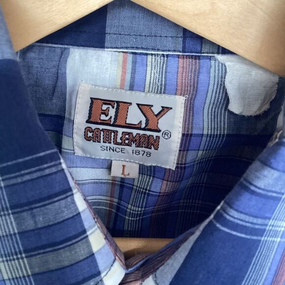 Mens Western Ely Cattleman Pearl‎ Snap Short Sleeved large plaid western - Picture 3 of 6